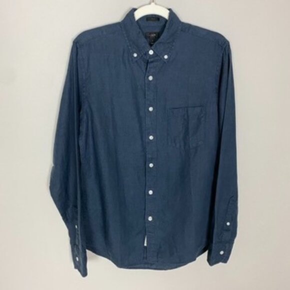 J Crew Baird McNutt Irish Linen Button Down Shirt Mens Small Blue Long Sleeves - Picture 1 of 6